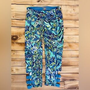 Lilly Pulitzer Weekender Cropped Leggings Bennet Blue Sneak a Beak Size Small